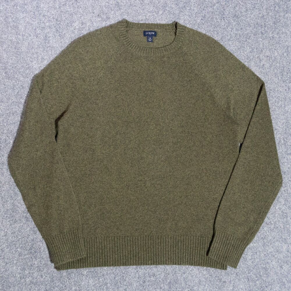 J. Crew Supersoft Lambswool Blend Crewneck Sweater Green Men's Medium Preppy